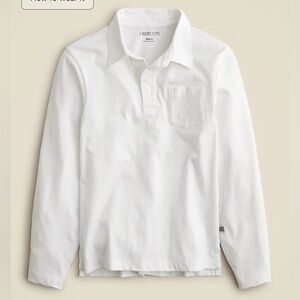 J.Crew Kids' garment-dyed long-sleeve polo shirt in broken-in-jersey in white